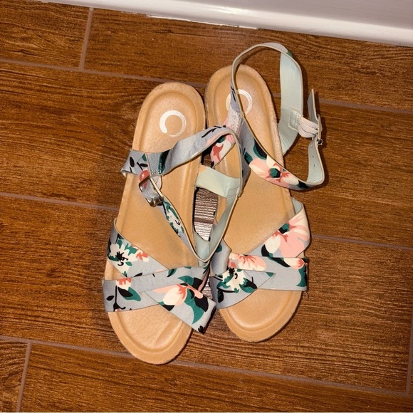 Journee Collection Shoes - Journee Collection Floral Sandals in Light Blue and Pink